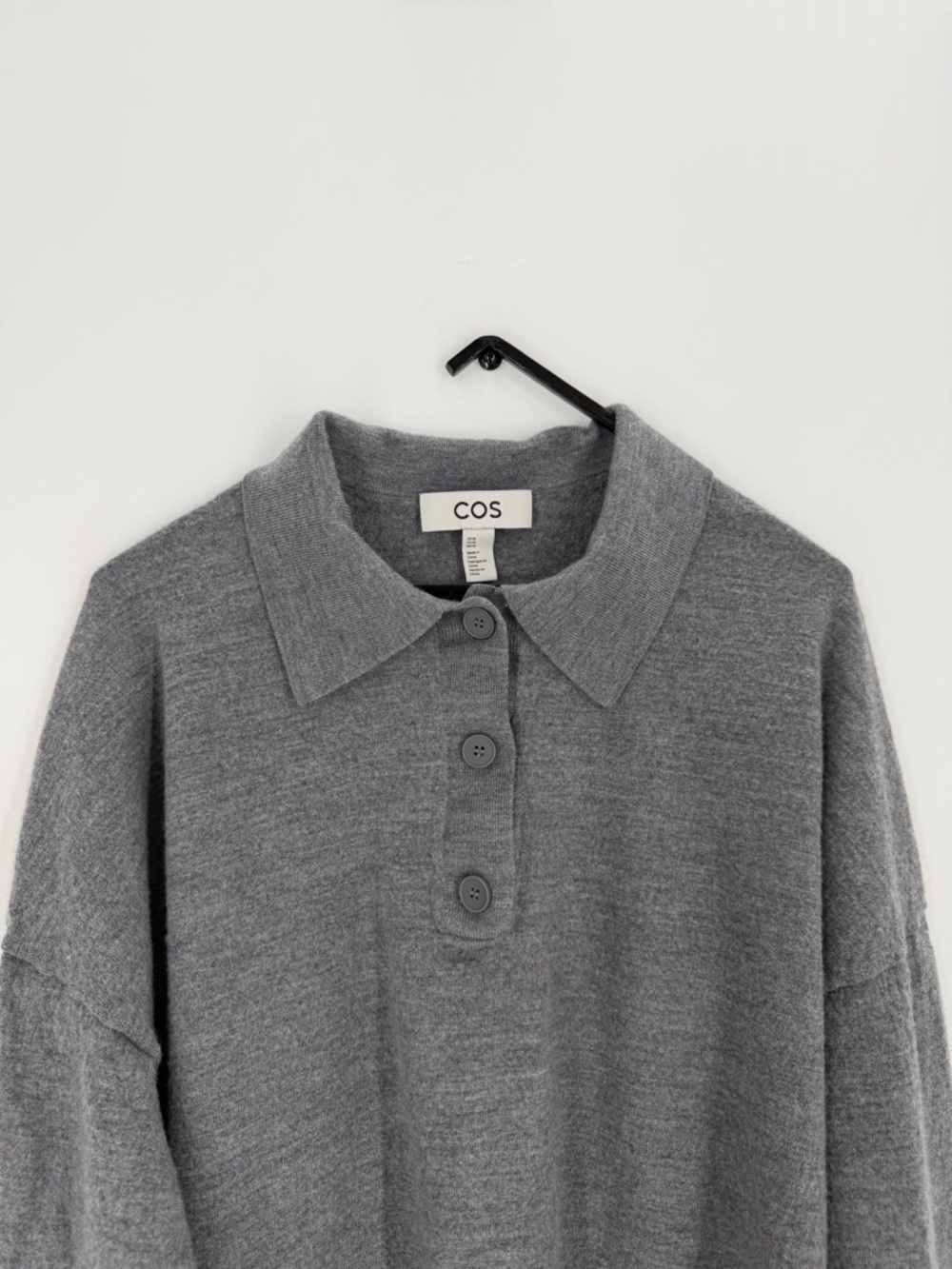 Cos Grey Merino Wool Polo Shirt